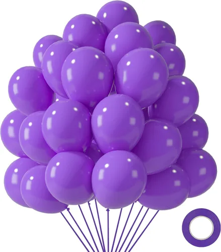 Miniatura 9 de LovesTown 110 globos de látex de 12 pulgadas con cinta para decoración de cumpleaños, baby shower, boda, fiesta, color azul (paquete de 2)