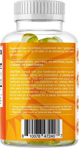 Miniatura 9 de Vitamatic Suplemento semanal de vitamina D3 sin azúcar de 50,000 UI - 60 gomitas a base de pectina Vitamina D de alta potencia para huesos, dientes