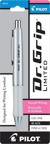 Pilot Dr. Grip Bolígrafo de gel retráctil, limitado, metálico (Platinum Metallic Barrel)
