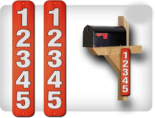 Miniatura 9 de Curb N Sign - Placas de números para buzón – 3 x 10 pulgadas hechas de aluminio reflectante de alta calidad – Números de buzón súper reflectantes