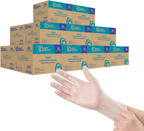 Miniatura 9 de Safe Health Vinyl Exam Disposable Gloves, Free of Latex & Powder, Clear, 3.5 Mil, Medical Grade
