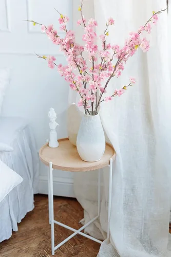 Miniatura 4 de 4 flores artificiales de cerezo de 43 pulgadas de largo para decoración de flores de cerezo para decoración del hogar, boda al aire libre (rosa)
