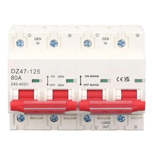 AC240-400V 80A Interlock 2P+2P Interruptor de transferencia de energía en miniatura con barra de bus 10KA Capacidad de rotura PA66 Interruptor de