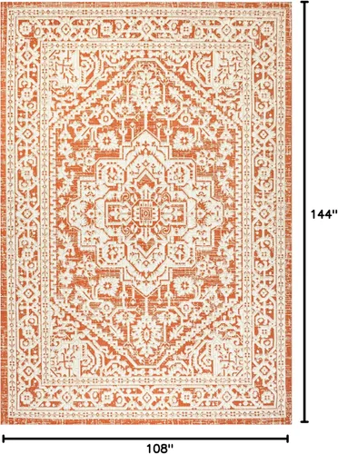 Miniatura 126 de Eyely BMS101D-28 - Alfombra de pasillo con textura de medallón de Santa Mónica Slesi, para interiores y exteriores, estilo costero, bohemio, Gris