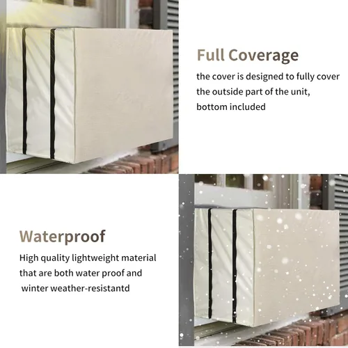 Miniatura 3 de Homydom Cubierta de aire acondicionado para ventana S 21 pulgadas de ancho x 16 pulgadas de profundidad x 15 pulgadas de alto, impermeable, beige