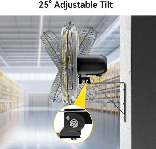 Miniatura 7 de VINICAYA Ventilador de pared industrial de 30 pulgadas oscilante, ventiladores de pared de metal comerciales de 8900 CFM con motor Poweful, 3