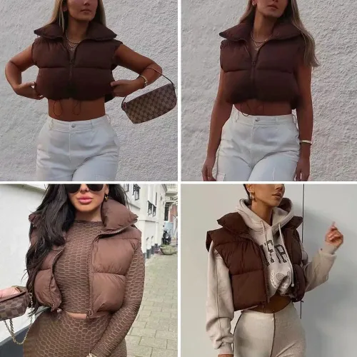 Miniatura 5 de Chaleco acolchado para mujer ligero sin mangas cálido para exteriores acolchado chaleco acolchado