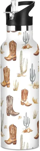 Miniatura 23 de Western Cowboy Boho Cactus Vast Wilderness, Reusable Water Bottle Insulated with Straw Double Wall Vacuum Insulated Leakproof and BPA Free for Gym 20