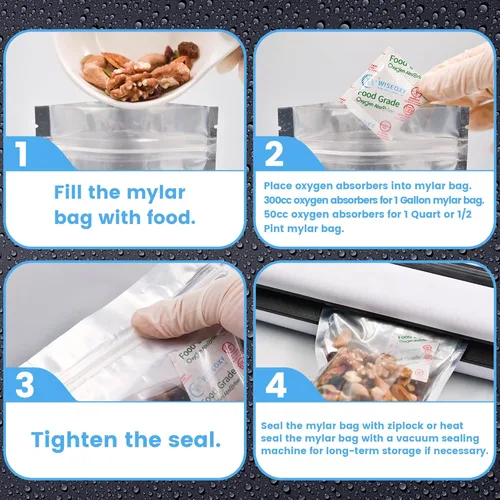 Miniatura 4 de Wisesorb Absorbentes de oxígeno para almacenamiento de alimentos de 300 CC 100 paquetes, absorbentes de oxígeno de grado alimenticio, absorbentes