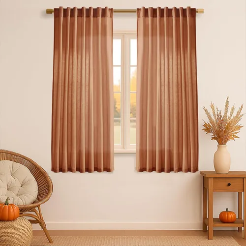 Miniatura 46 de XTMYI - Cortinas transparentes de 54 pulgadas de largo, juego de 2 paneles para baño, cortinas cortas de lino y algodón con semi privacidad