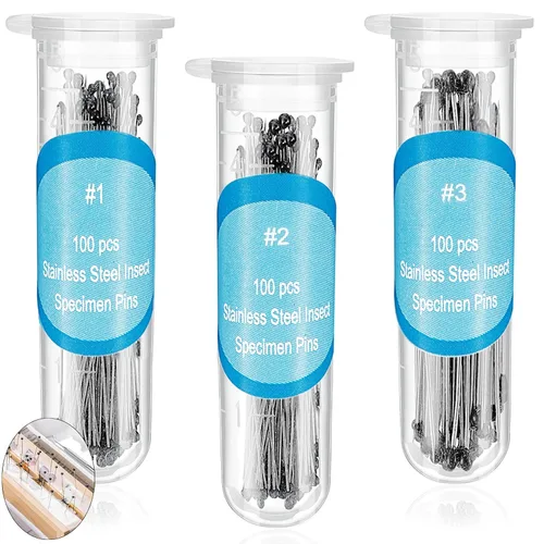 Miniatura 10 de WILLBOND Kit de 500 pines de acero inoxidable para insectos, pasadores de entomología, colecciones de mariposas, paquete variado para entomología