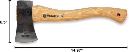Miniatura 4 de Hacha Husqvarna, hacha pequeña con funda de cuero y mango de nogal, hacha pequeña ideal para equipo de camping y herramientas de jardinería