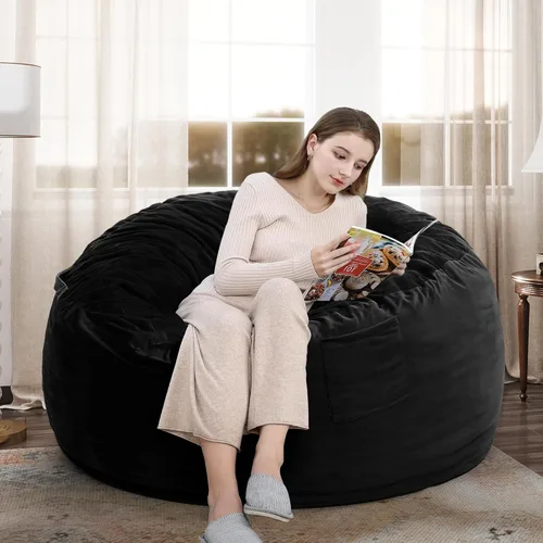 Miniatura 16 de Kromax Sillón Puf Grande de 3.5 Pies para Niños, Adolescentes, Adultos, Espuma Viscoelástica, Fácil de Limpiar, Funda de Ante Suave Lavable, Gris