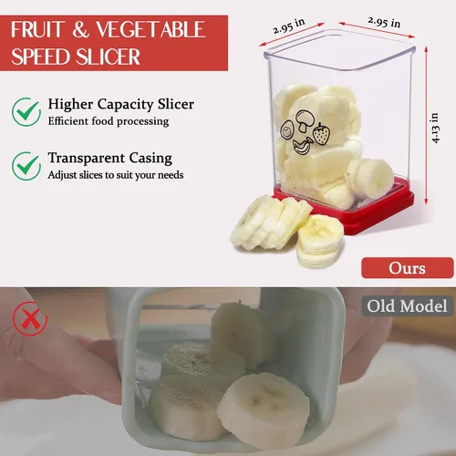Miniatura 3 de Taza rebanadora de frutas, cortador de fresas, cortador de fresas y verduras de acero inoxidable con placa de empuje, hace rápidamente ensalada