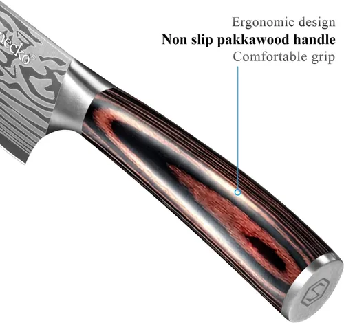 Miniatura 7 de Cuchillo Nakiri Sunnecko de 7 pulgadas, cuchillo de cocina de acero inoxidable de alto carbono, cuchillos de cocina súper afilados con funda y caja