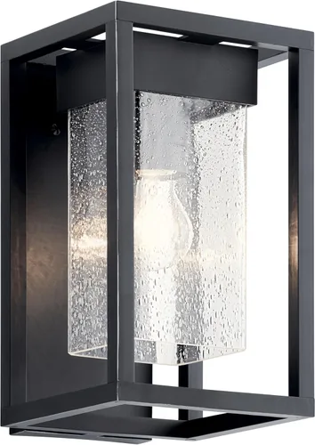 Kichler Mercer 59060BSL - Lámpara de pared para exteriores de 12 pulgadas en color negro, aplique de pared exterior de 1 luz con vidrio transparente
