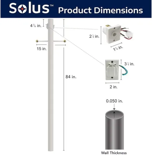 Miniatura 4 de Solus Poste de lámpara de entierro directo de 7 pies, poste de luz de aluminio para exteriores con brazo cruzado decorativo, sensor de atardecer a
