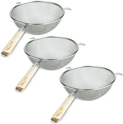 Miniatura 8 de Huji® Colador de malla fina de acero inoxidable con asa, para cocina, comida, arroz, vegetales, 8", Plateado