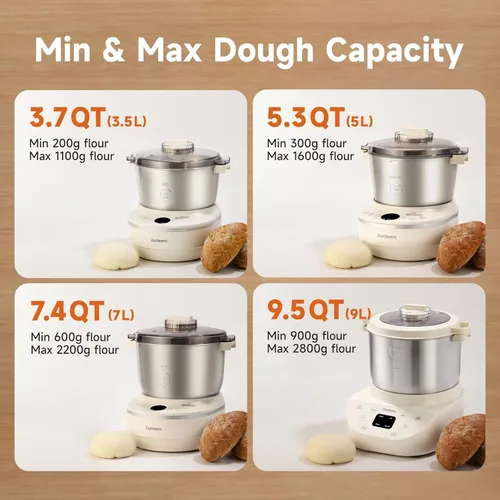 Miniatura 6 de Joydeem Electric Dough Maker con Función de Fermentación, Máquina Mezcladora de Masa de 5.3Qt, Perfecta para Masa de Pan, Pizza, Roti, Dumplings