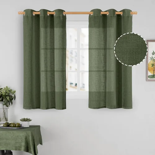 Miniatura 51 de LAMIT Cortinas de lino sintético para dormitorio, paneles filtrantes de luz, cortinas de lino con protección de privacidad con ojales para ventanas
