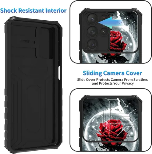 Miniatura 271 de Funda para Samsung Galaxy S22 Ultra 5G, Galaxy S22 Ultra con cubierta de cámara deslizante, funda resistente de doble capa con función atril Black