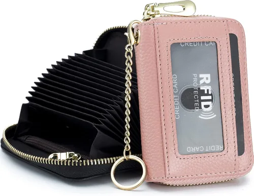 Miniatura 29 de imeetu - Tarjetero RFID, Estuche para Tarjetas de Negocios de Cuero Genuino, Cartera con Bloqueo RFID para Mujeres y Hombres