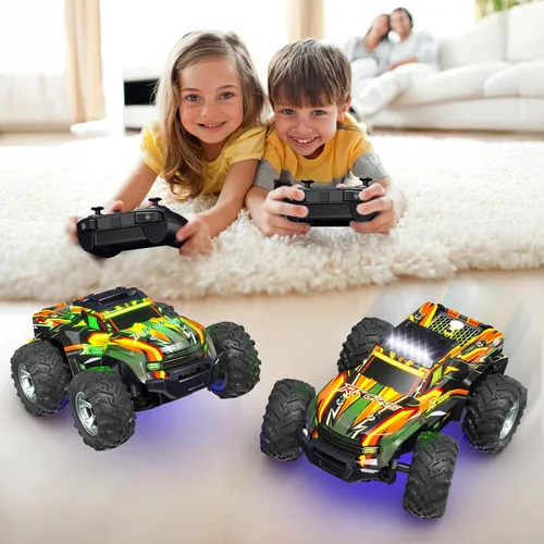 Miniatura 6 de Auto a control remoto para niños, autos a control remoto todo terreno a escala 1:16, auto rápido de alta velocidad de 15.5 mi/h con luz LED colorida