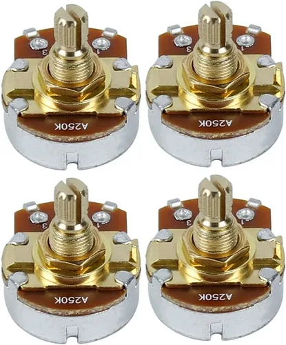Miniatura 8 de FLEOR Potenciómetro cónico de audio con eje de 0.709 in, 4 piezas, tamaño completo, para guitarra, A250K