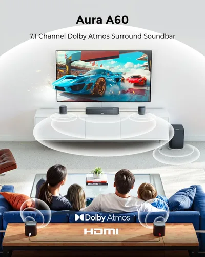 Miniatura 9 de ULTIMEA Barra de sonido de 7.1 canales con Dolby Atmos, sistema de sonido envolvente para TV con 4 altavoces envolventes, barra de sonido para Smart