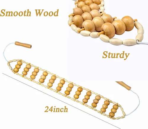 Miniatura 6 de Hovom Herramienta de cuerda de rodillo de masaje de espalda de madera, drenaje linfático, herramientas de masaje de terapia de madera, maderoterapia