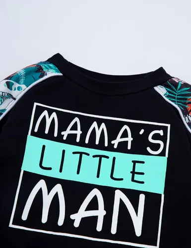Miniatura 9 de KANGKANG Conjunto de sudadera de manga larga con estampado de letras para niños pequeños, conjunto de pantalones con estampado de dinosaurio