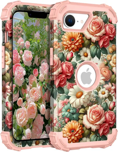 Miniatura 47 de Hocase Funda para iPhone SE 2022/2020, resistente a prueba de golpes, de plástico duro+goma de silicona, funda protectora híbrida para iPhone SE