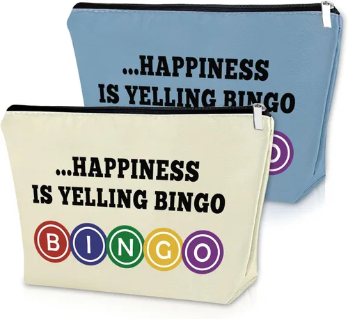 Miniatura 12 de Sazuwu Bolsa de maquillaje de regalo para amantes del bingo, Negro & Rosado