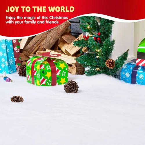 Miniatura 6 de JOYIN Rollo de manta de nieve de Navidad (15 pulgadas x 10 pies), 1 pieza para decoración de Navidad, exhibiciones de pueblo, debajo del árbol