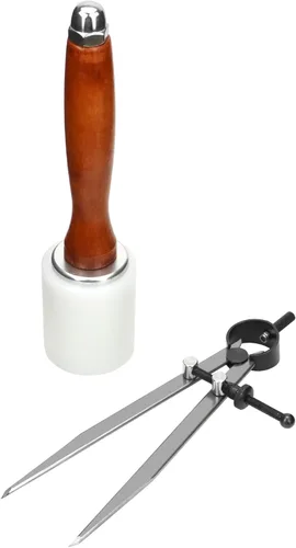 Miniatura 7 de QWORK Juego de Martillo de Tallado en Cuero, Martillo para Artesanía de Cuero DIY + Brújula Matemática, Brújula de Dibujo, Brújula de Trazado