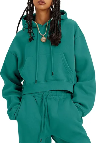 Miniatura 31 de Kissonic Conjunto deportivo de forro polar para mujer, 2 piezas, sudadera con capucha y pantalones deportivos