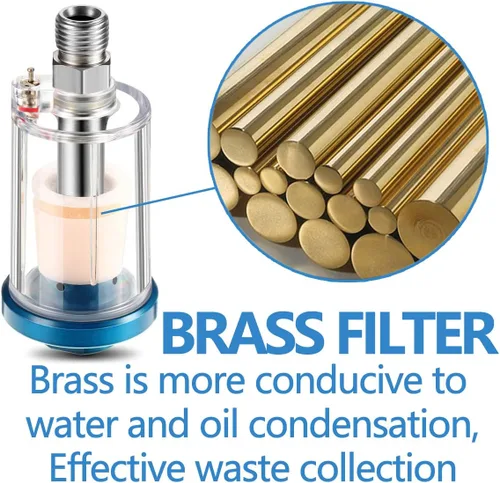 Miniatura 3 de 3 piezas de separador de aceite de agua, mini filtro de aire en línea, filtro de aerógrafo de entrada y salida NPT de 1/4 pulgadas, separador