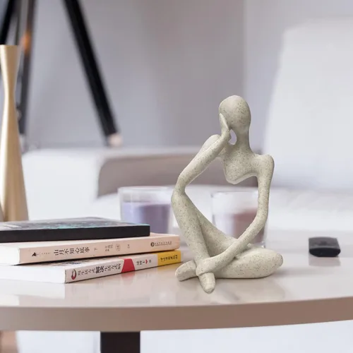 Miniatura 4 de prosfalt Estatua de escultura abstracta de resina de arenisca estilo pensador, figuras coleccionables, decoración de escritorio para oficina en casa