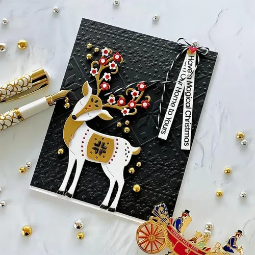 Miniatura 3 de Troqueles de metal de ciervo de Navidad para hacer tarjetas, plantillas cortadas para álbumes de recortes, álbum de fotos, papel decorativo