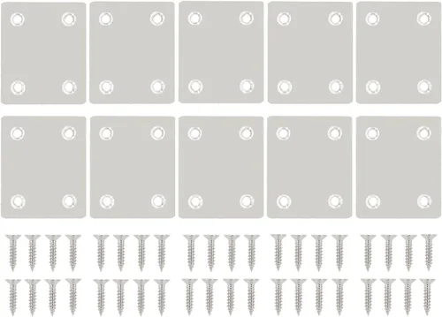 Miniatura 16 de 10 placas reparadoras resistentes, soporte plano de acero inoxidable, soporte recto, placas de fijación, conector de unión para muebles de madera