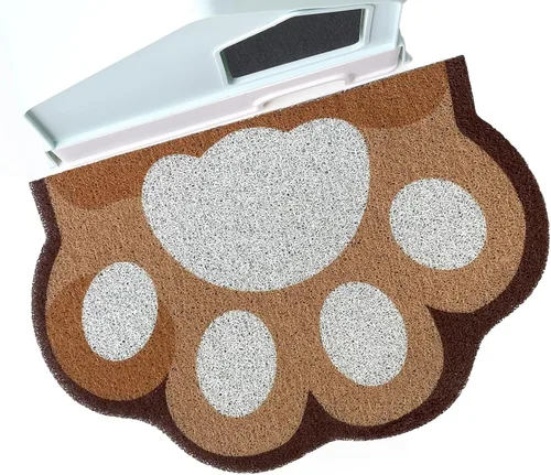 Miniatura 7 de Bonita alfombra de arena para gatos de 24 x 19 pulgadas, tapete para caja de arena, suave para patas de gatito, fácil de limpiar, antideslizante