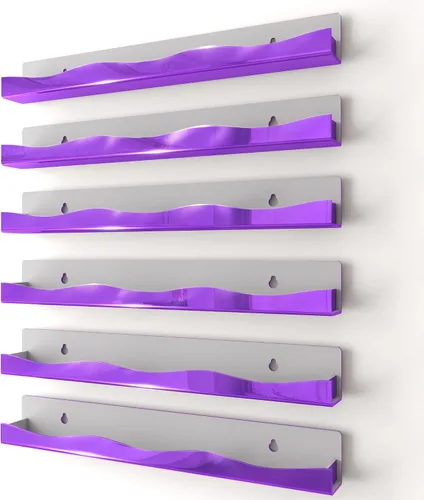 Miniatura 12 de YMVV Estante de esmalte de uñas de 15 pulgadas, estante montado en la pared, paquete de 6 organizadores de acrílico iridiscente arcoíris