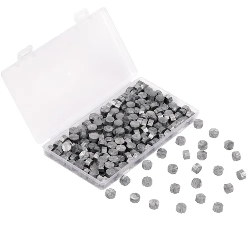 Cuentas de cera de sellado, 200 cuentas de sello de cera octágono con caja para sellos de sobre, tarjetas, invitaciones, paquetes de vino, sellado