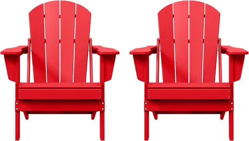 Miniatura 10 de HDPE Laguna Silla Adirondack plegable de polietileno (juego de 2), teca