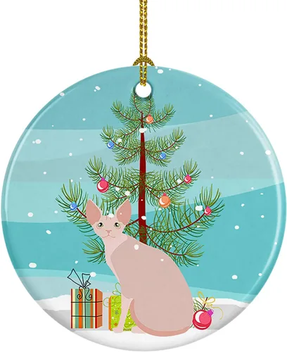 Miniatura 78 de Caroline's Treasures Adorno de cerámica con texto en inglés "Merry Christmas" para colgar en el árbol de Navidad, decoración para el hogar, Navidad
