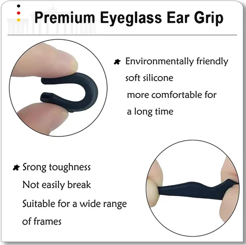 Miniatura 2 de MOLDERP Agarres para Orejas de Anteojos - 21 Pares Antideslizantes para Gafas, Cómodas Puntas de Patillas de Silicona Elástica, Retenedor de Manga