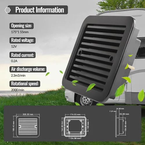 Miniatura 2 de AUTOXBERT Ventilador de ventilación de escape para caravana, 2.4 W, 12 V, ventilador de ventilación de aire silencioso unidireccional para caravana