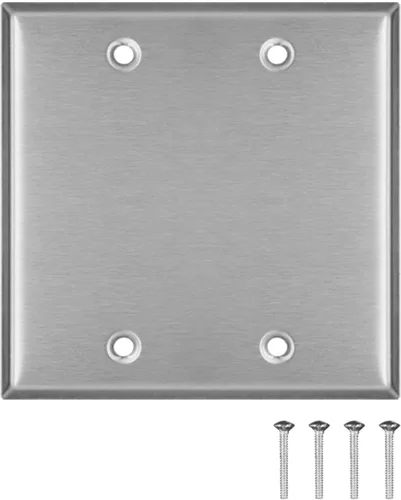 Miniatura 9 de AP-10411 - Juego de 2 placas de pared en blanco de acero inoxidable, tamaño estándar de 1 pandilla, 4.50 x 2.76 pulgadas, resistente a la corrosión