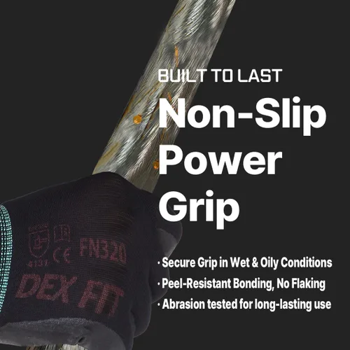 Miniatura 3 de DEX FIT Guantes de trabajo de nitrilo FN320, ajuste cómodo 3D, agarre de potencia, ligero, compatible con pantalla táctil para hombres y mujeres