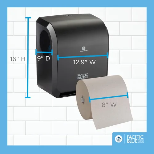 Miniatura 4 de Pacific Blue Ultra® Kit de iniciación de dispensador automático de toallas de papel sin contacto de 8 pulgadas de alta capacidad por GP PRO Negro